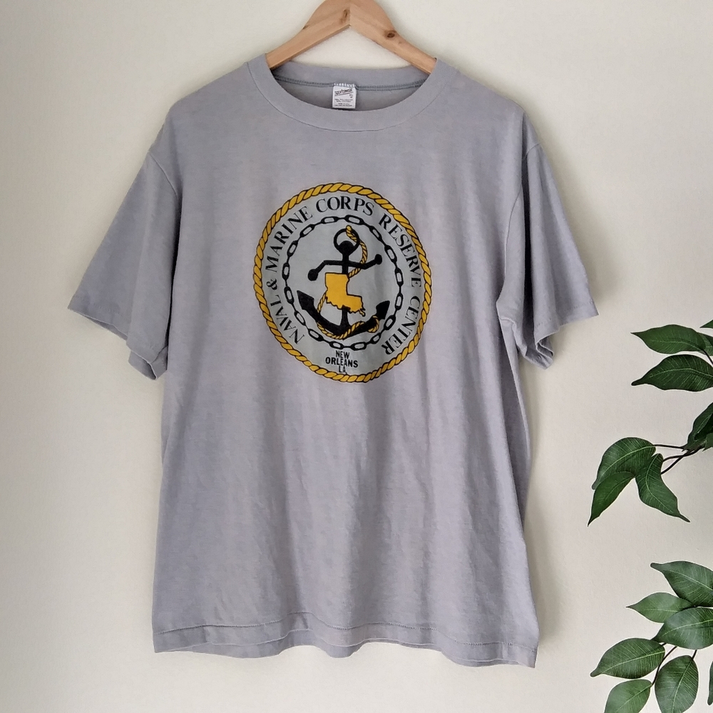 Vintage T-Shirt Mens XL New Orleans Naval Marine Corps Reserve Ctr Single Stitch